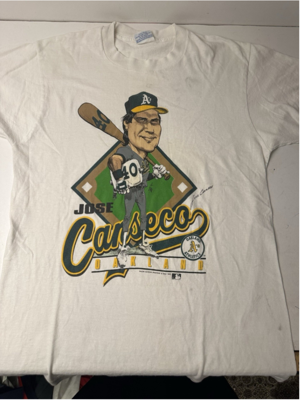 Vintage 1988 Jose Canseco Salem Sportswear T Shirt Mens Large Oakland A's MLB